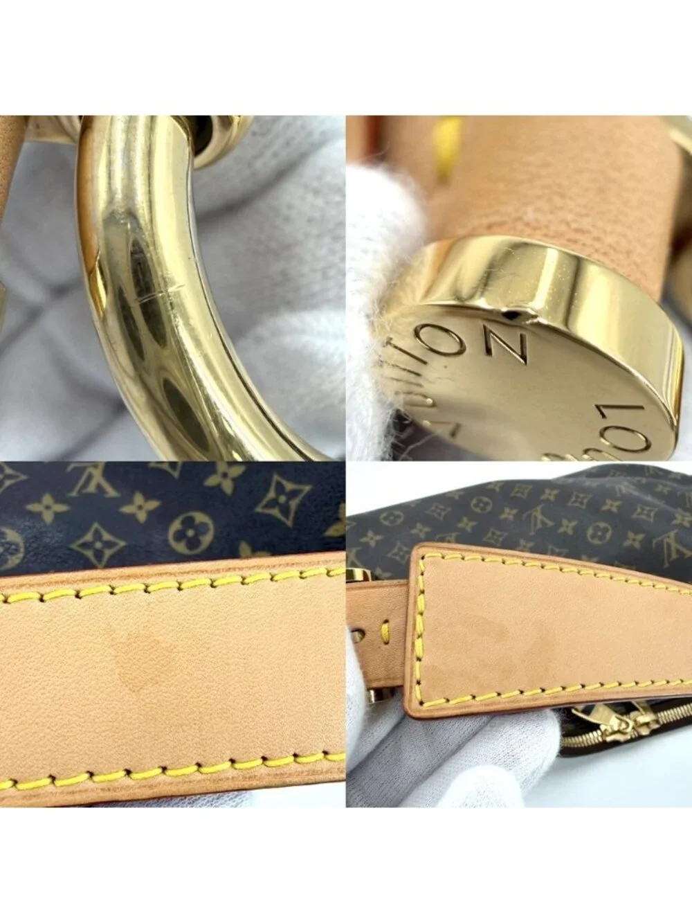 Louis Vuitton Handbag Sully MM Shoulder Monogram Canvas Brown Gold Vintage